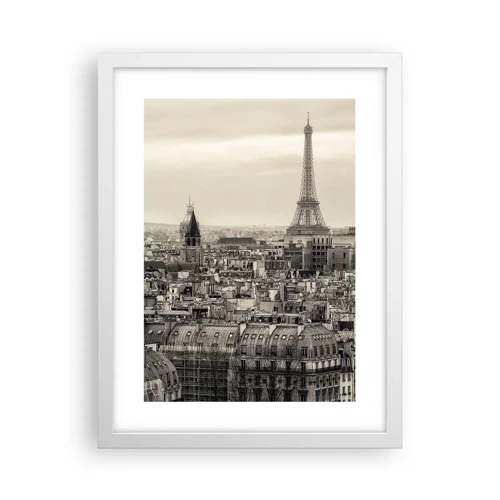 Poster in cornice bianca - Sui tetti di Parigi - 30x40 cm