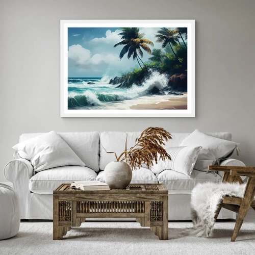 Poster in cornice bianca - Sulla riva tropicale - 40x40 cm