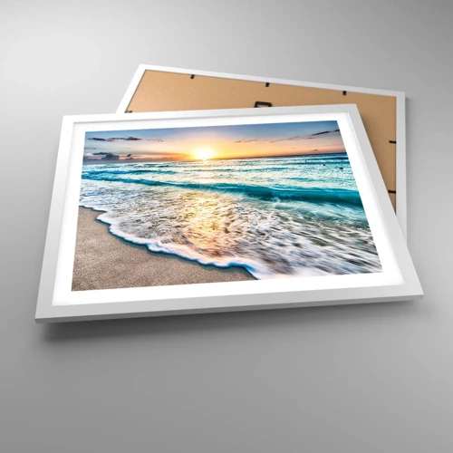 Poster in cornice bianca - Tramonto sul mare - 50x40 cm