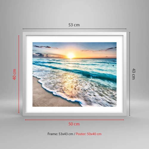 Poster in cornice bianca - Tramonto sul mare - 50x40 cm