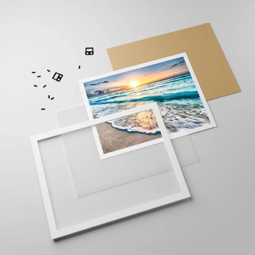 Poster in cornice bianca - Tramonto sul mare - 50x40 cm