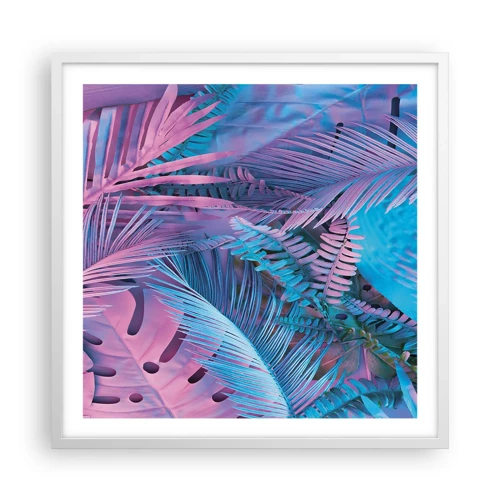 Poster in cornice bianca - Tropici in rosa e blu - 60x60 cm