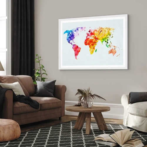 Poster in cornice bianca - Tutti i colori del mondo - 100x70 cm