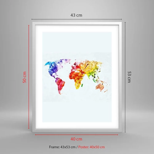 Poster in cornice bianca - Tutti i colori del mondo - 40x50 cm
