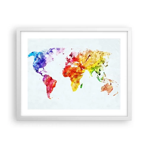 Poster in cornice bianca - Tutti i colori del mondo - 50x40 cm
