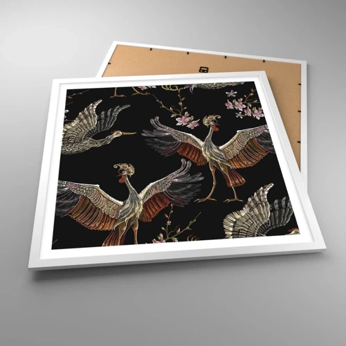 Poster in cornice bianca - Uccello fantastico - 60x60 cm