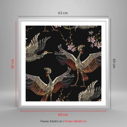 Poster in cornice bianca - Uccello fantastico - 60x60 cm