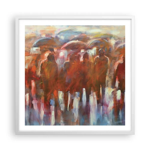 Poster in cornice bianca - Uguali nella pioggia e nella nebbia - 60x60 cm