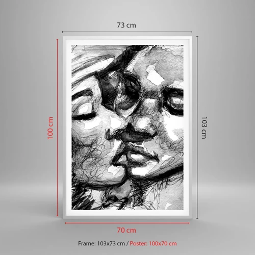 Poster in cornice bianca - Un attimo di tenerezza - 70x100 cm