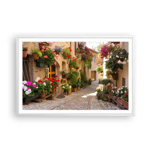 Poster in cornice bianca - Un'esplosione di fiori - 91x61 cm