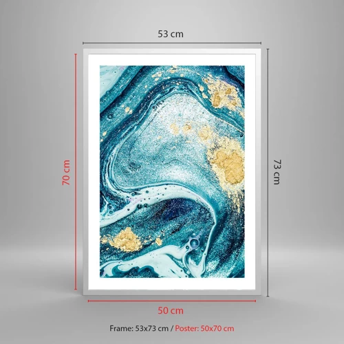 Poster in cornice bianca - Vortice blu - 50x70 cm