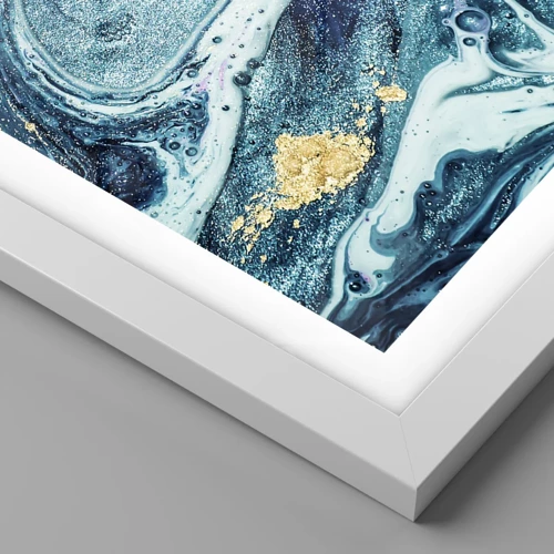 Poster in cornice bianca - Vortice blu - 50x70 cm