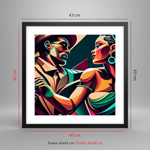 Poster in cornice nera - Al ritmo del cuore - 40x40 cm