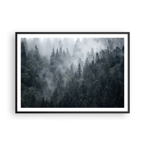 Poster in cornice nera - Alba nel bosco - 100x70 cm