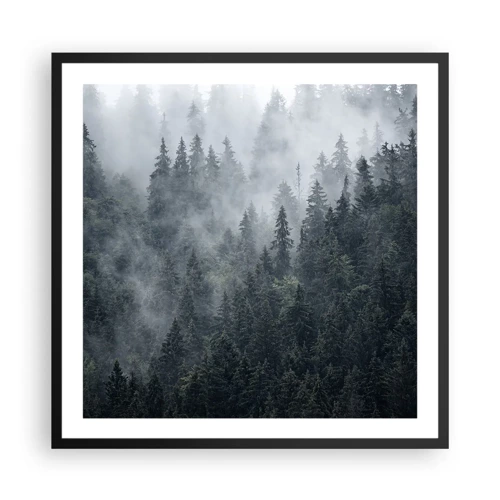 Poster in cornice nera - Alba nel bosco - 60x60 cm