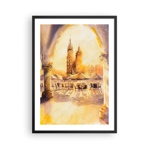 Poster in cornice nera - Alba sulla piazza di Cracovia - 50x70 cm