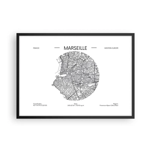 Poster in cornice nera - Anatomia di Marsiglia - 70x50 cm