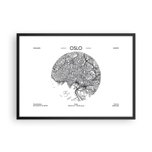 Poster in cornice nera - Anatomia di Oslo - 70x50 cm