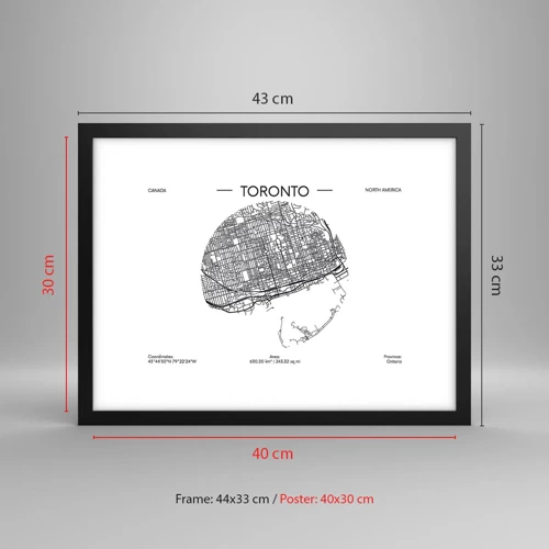 Poster in cornice nera - Anatomia di Toronto - 40x30 cm