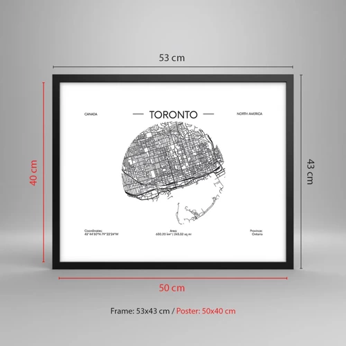 Poster in cornice nera - Anatomia di Toronto - 50x40 cm