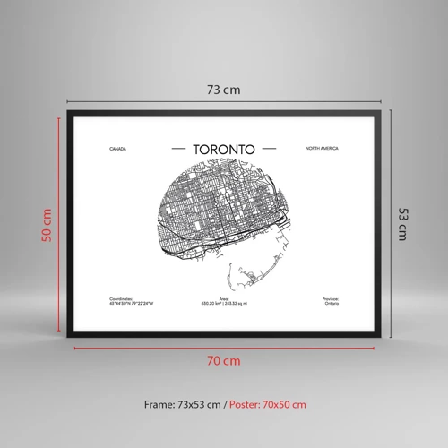 Poster in cornice nera - Anatomia di Toronto - 70x50 cm