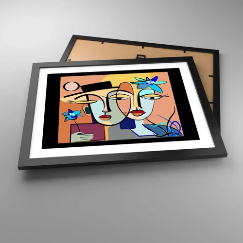 Poster in cornice nera - Appuntamento in stile Picasso - 40x30 cm