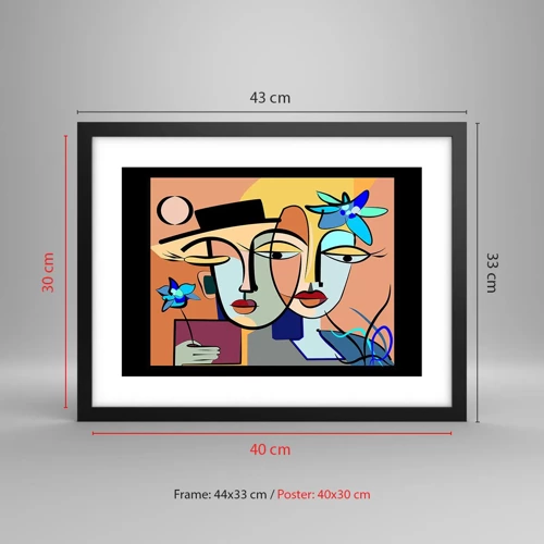 Poster in cornice nera - Appuntamento in stile Picasso - 40x30 cm