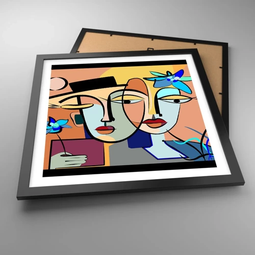 Poster in cornice nera - Appuntamento in stile Picasso - 40x40 cm