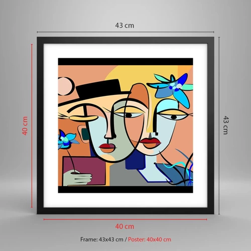 Poster in cornice nera - Appuntamento in stile Picasso - 40x40 cm