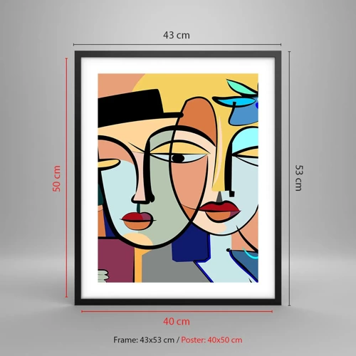 Poster in cornice nera - Appuntamento in stile Picasso - 40x50 cm