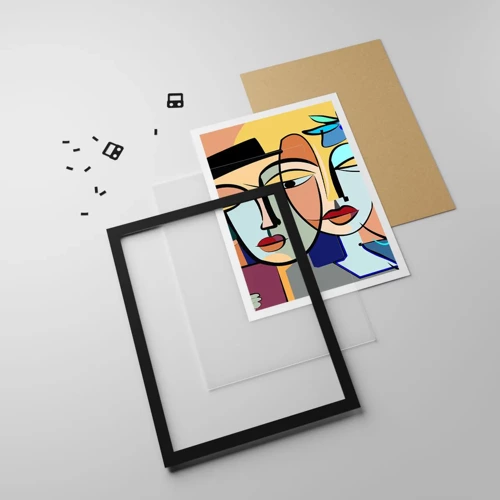 Poster in cornice nera - Appuntamento in stile Picasso - 40x50 cm