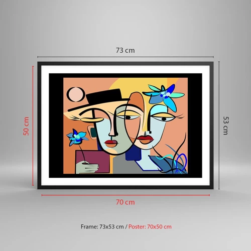 Poster in cornice nera - Appuntamento in stile Picasso - 70x50 cm