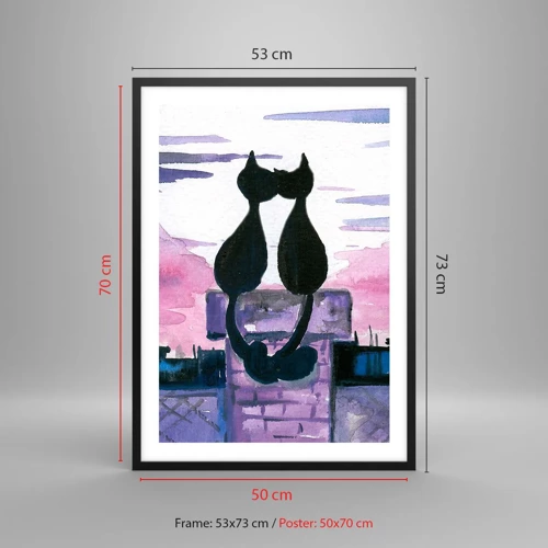 Poster in cornice nera - Appuntamento sotto la luna - 50x70 cm