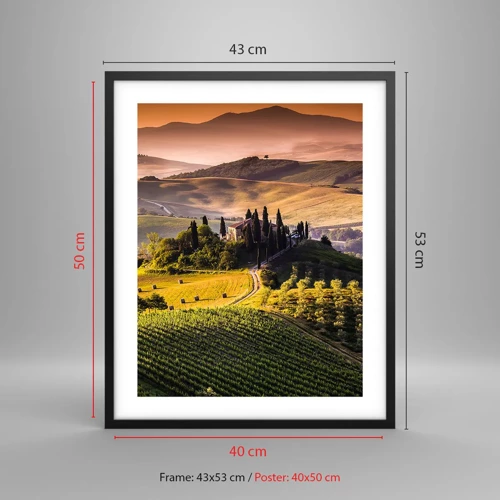 Poster in cornice nera - Arcadia: paesaggio toscano - 40x50 cm