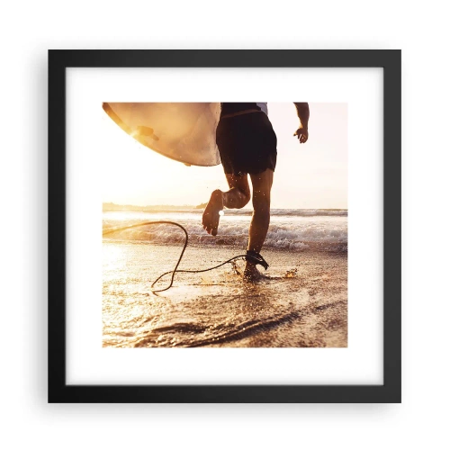 Poster in cornice nera Arttor 30x30 cm - L'incontro delle onde - Fare Surf, Spiaggia, Libertà, Mare, Sport, Per il Salotto, Per la Camera da letto, Bianco, Marrone, Orizzontali, P2BAC30x30-4801