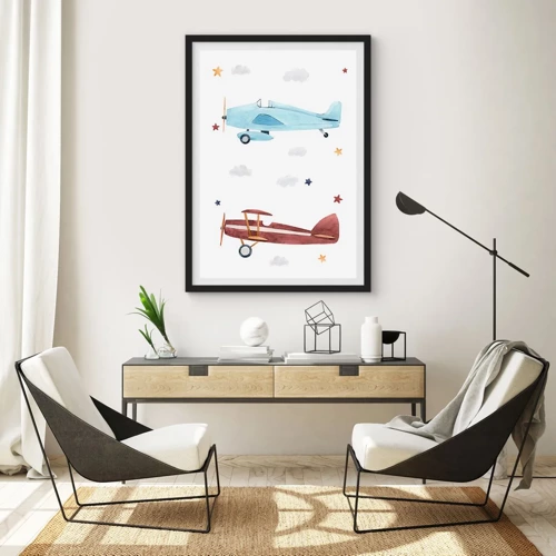 Poster in cornice nera - Aspettando il pilota - 40x50 cm