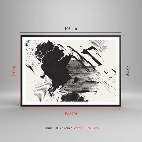 Poster in cornice nera - Astrazione: espressione di nero - 100x70 cm