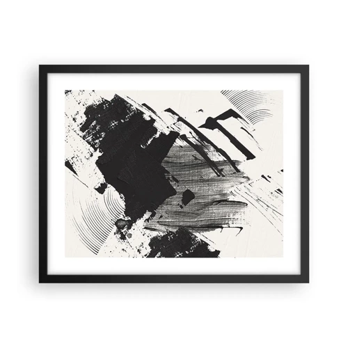 Poster in cornice nera - Astrazione: espressione di nero - 50x40 cm