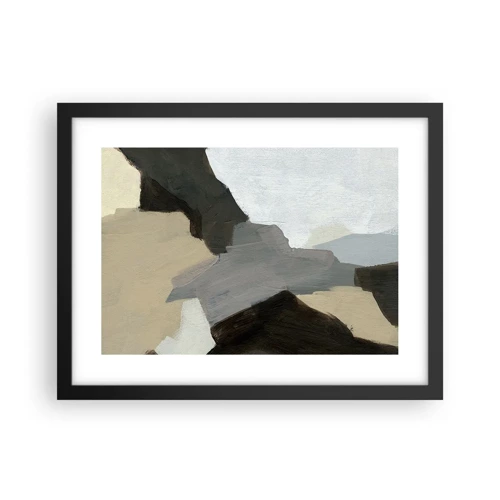 Poster in cornice nera - Astrazione: il crocevia del grigio - 40x30 cm