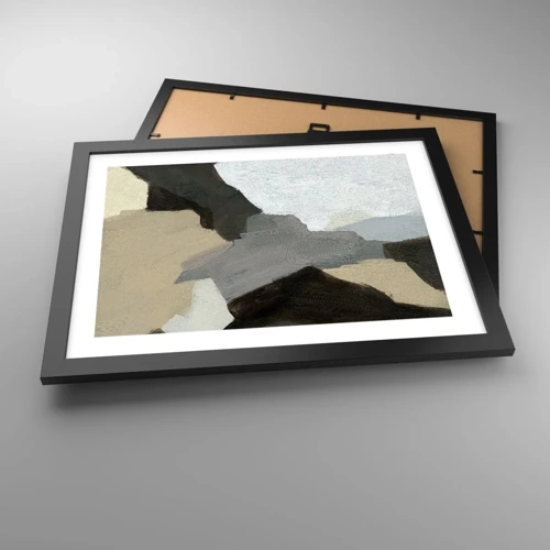 Poster in cornice nera - Astrazione: il crocevia del grigio - 40x30 cm