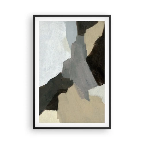 Poster in cornice nera - Astrazione: il crocevia del grigio - 61x91 cm