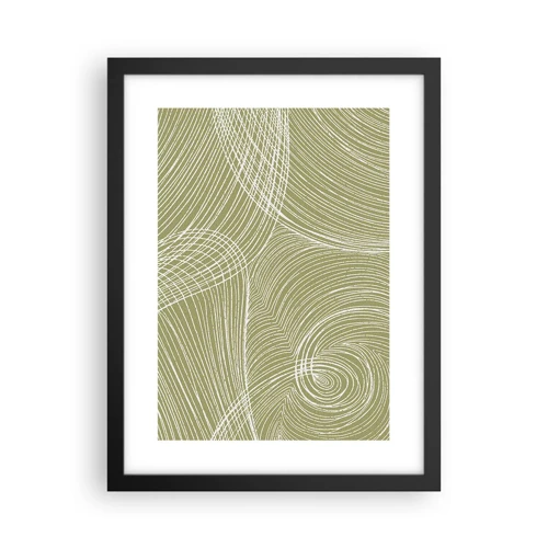 Poster in cornice nera - Astrazione intricata in bianco - 30x40 cm