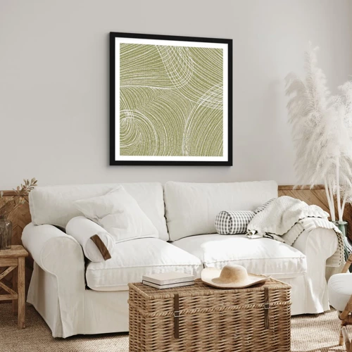 Poster in cornice nera - Astrazione intricata in bianco - 60x60 cm