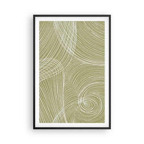 Poster in cornice nera - Astrazione intricata in bianco - 61x91 cm