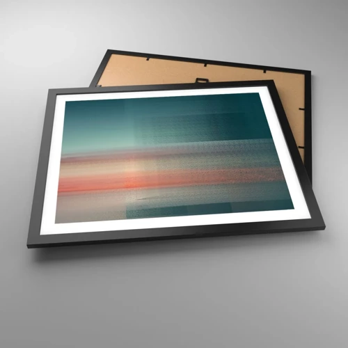 Poster in cornice nera - Astrazione: onde di luce - 50x40 cm