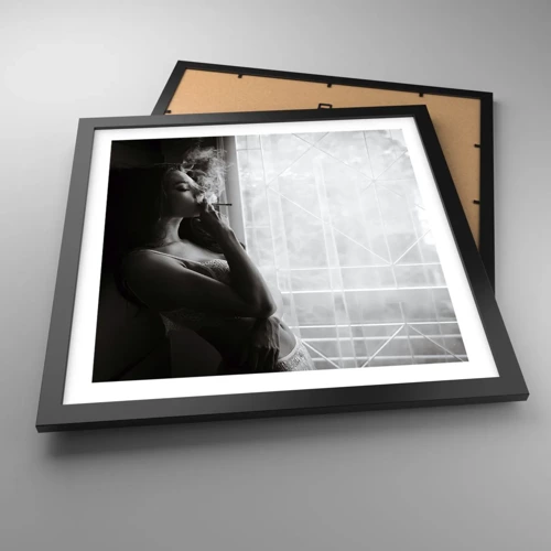 Poster in cornice nera - Attimo sensuale - 40x40 cm