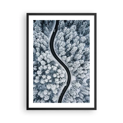 Poster in cornice nera - Attraverso il bosco invernale - 50x70 cm