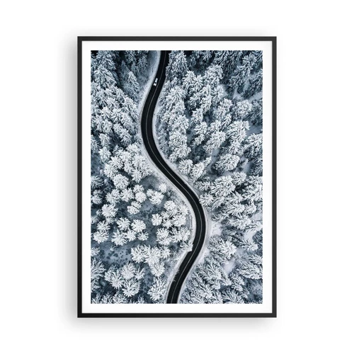 Poster in cornice nera - Attraverso il bosco invernale - 70x100 cm