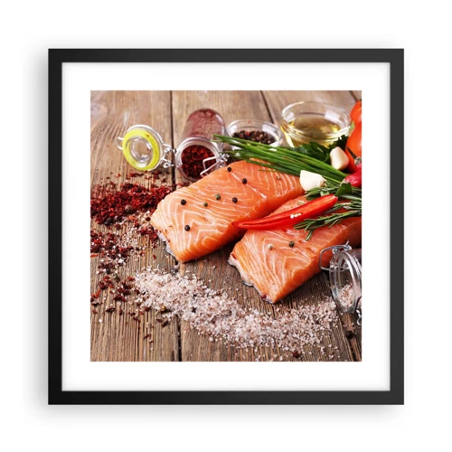 Poster in cornice nera - Avventura norvegese in cucina - 40x40 cm