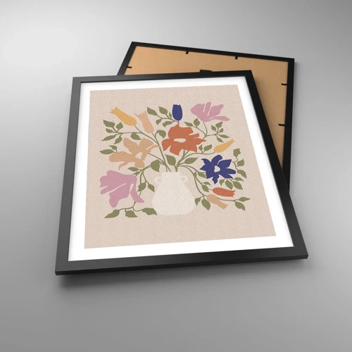 Poster in cornice nera - Bouquet delicato - 40x50 cm